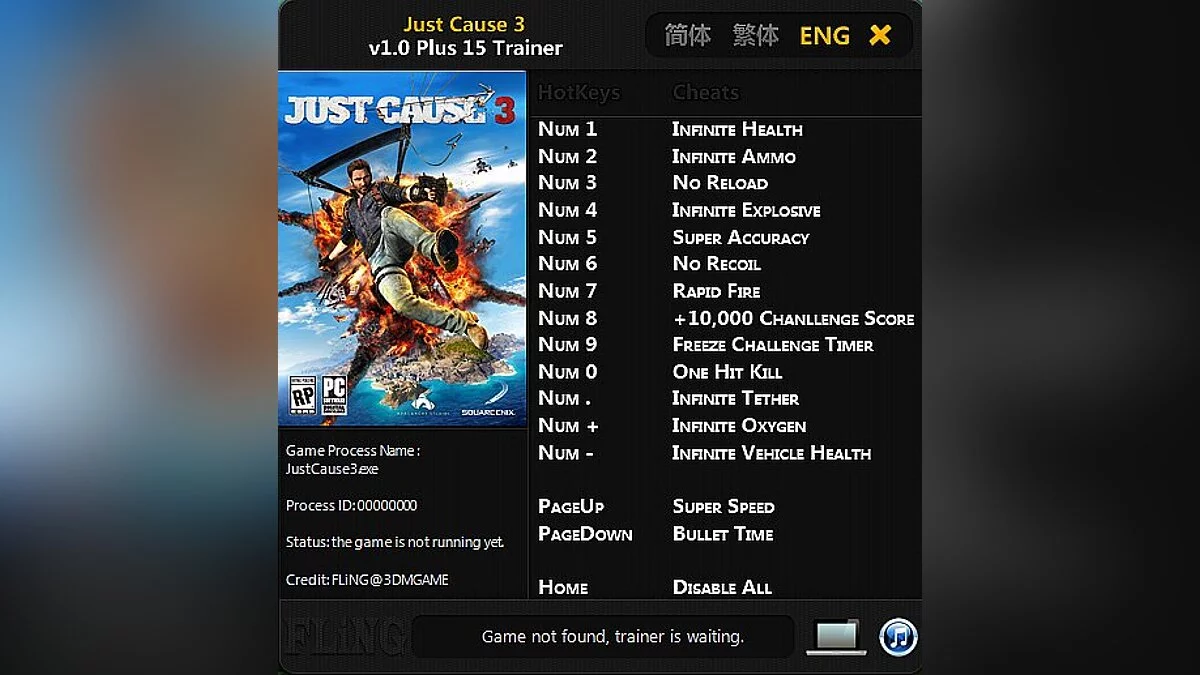 Just Cause 3 — Trainer (+15) [1.0] [FLiNG]