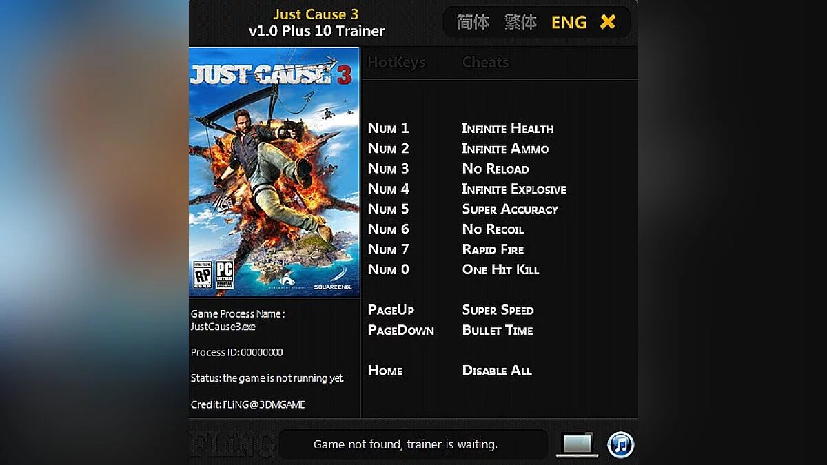 Just Cause 3 — Trainer (+10) [1.0] [FLiNG]