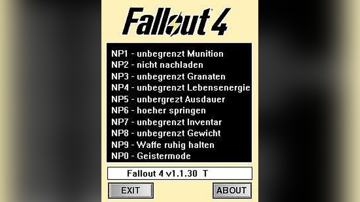 Fallout 4 — Trainer (+10) [1.1.30] [dR.oLLe]