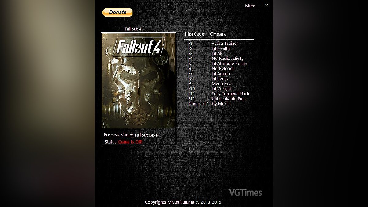 Fallout 4 — Trainer (+12) [1.1.29.0.0] [MrAntiFun]