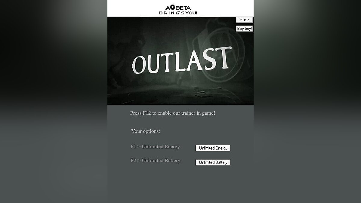 Outlast — Trainer (+2) [All Versions] [Linus/AOBeta]