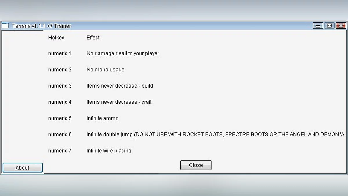 Terraria — Trainer (+7) [1.1.1] [Jeffthecreeper911]