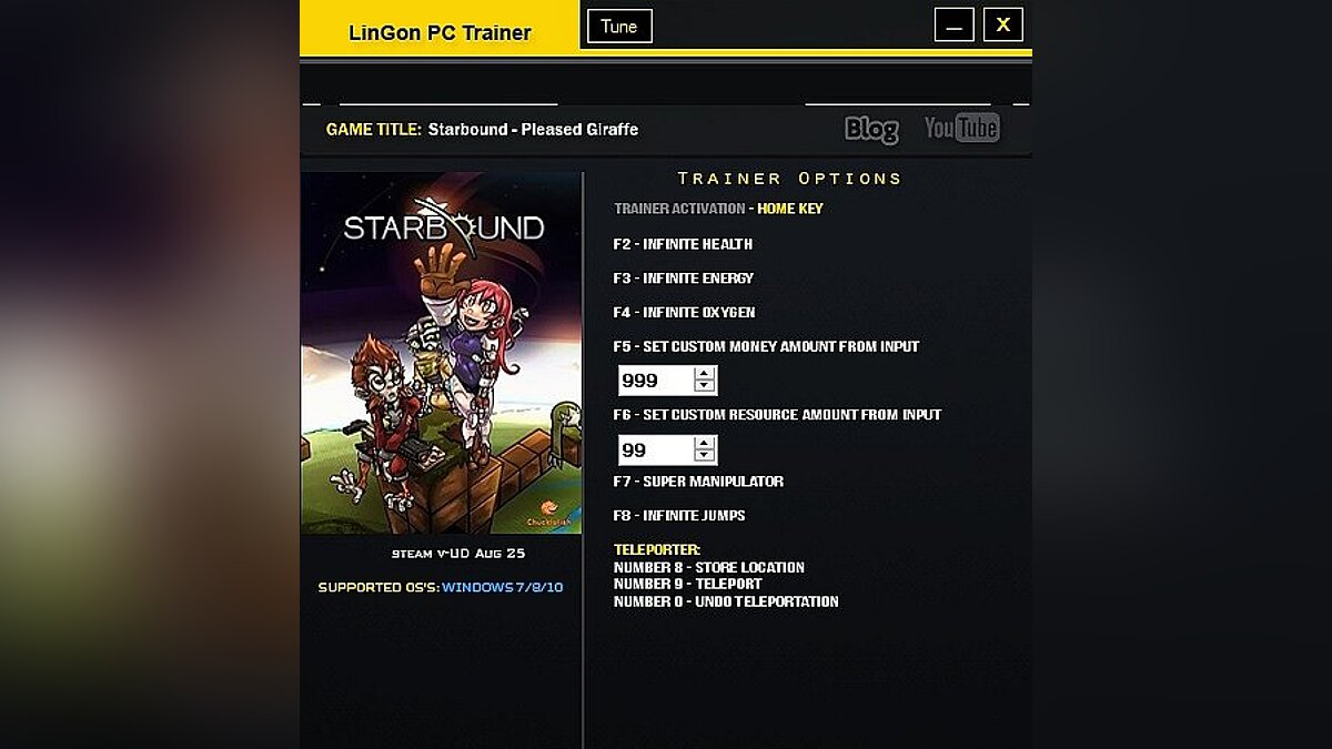 Starbound — Trainer (+9) [08/25/2015] [LinGon]