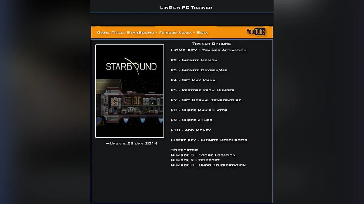 Starbound — Trainer (+11) [Update: 01/26/14: Beta] [LinGon]