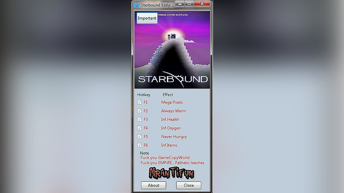 Starbound — Trainer (+6) [0.9.0.0: Early Access] [MrAntiFun]