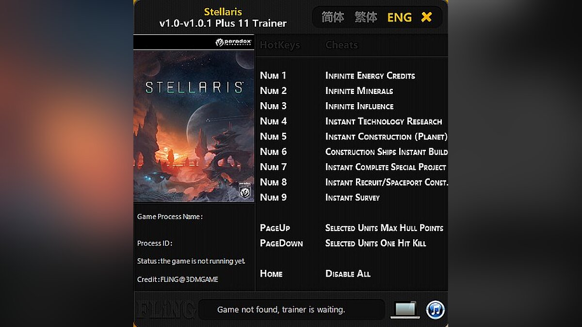 Stellaris — Trainer (+11) [1.0-1.0.1: KeyFix] [FLiNG]