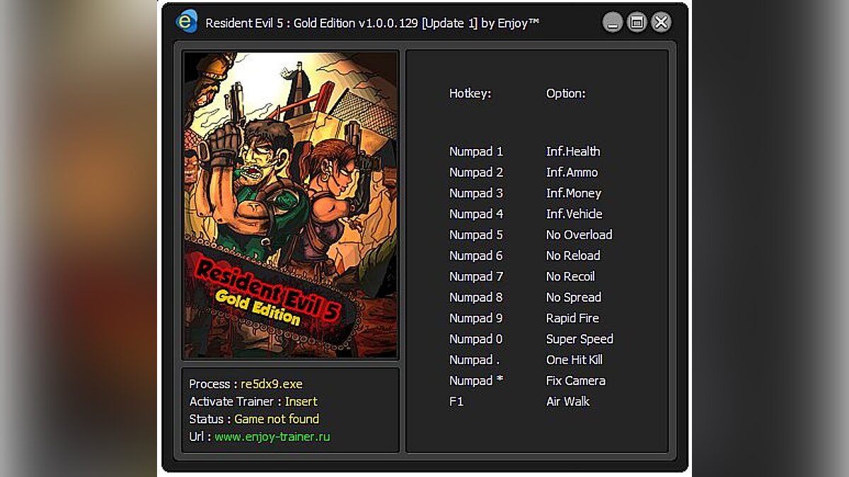 Resident Evil 5 — Resident Evil 5 - Gold Edition : Trainer / Трейнер v1.0.0.129 [Update 1][Enjoy][ENJ]