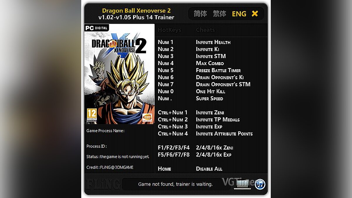 Dragon Ball Xenoverse 2 — Trainer (+14) [1.02 - 1.05] [FLiNG] - Fixed Version