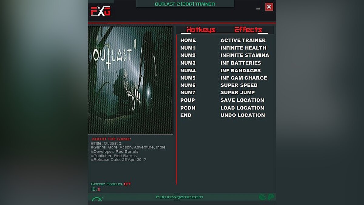 Outlast 2 — Trainer (+8) [1.0] [FutureX]