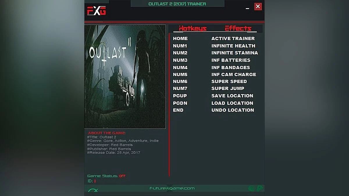 Outlast 2 — Entrenador / entrenador (+8) [1.0] [Futurex]