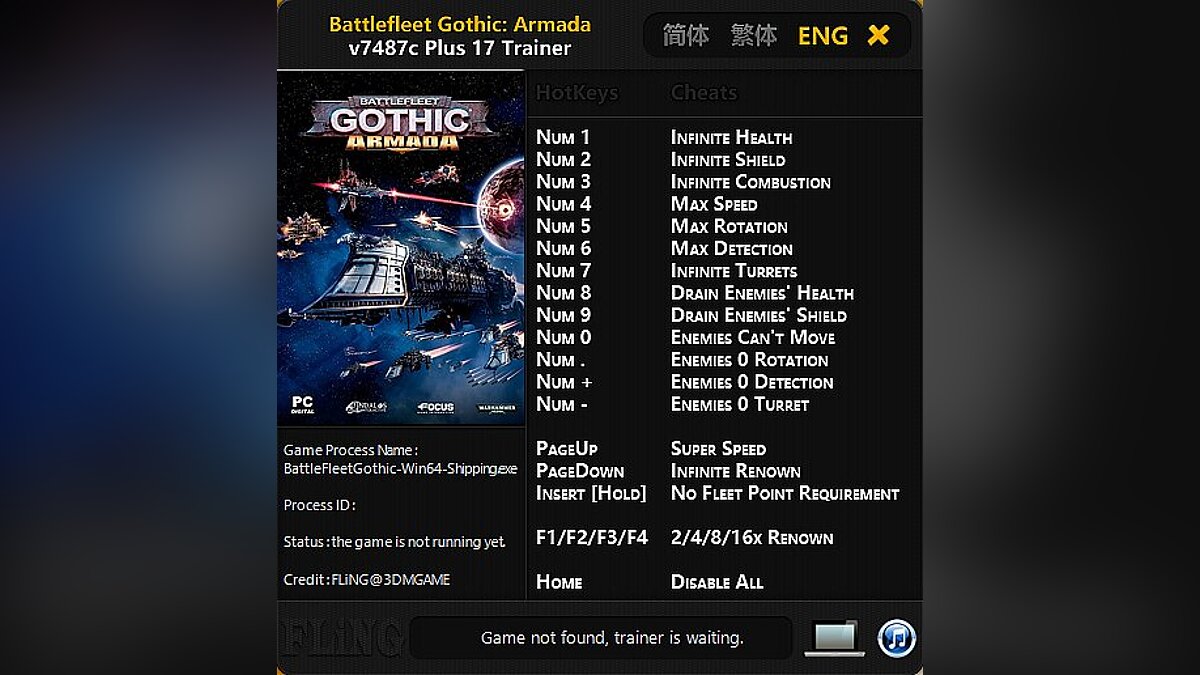 Battlefleet Gothic: Armada — Trainer (+17) [0.7487c: x64] [FLiNG]