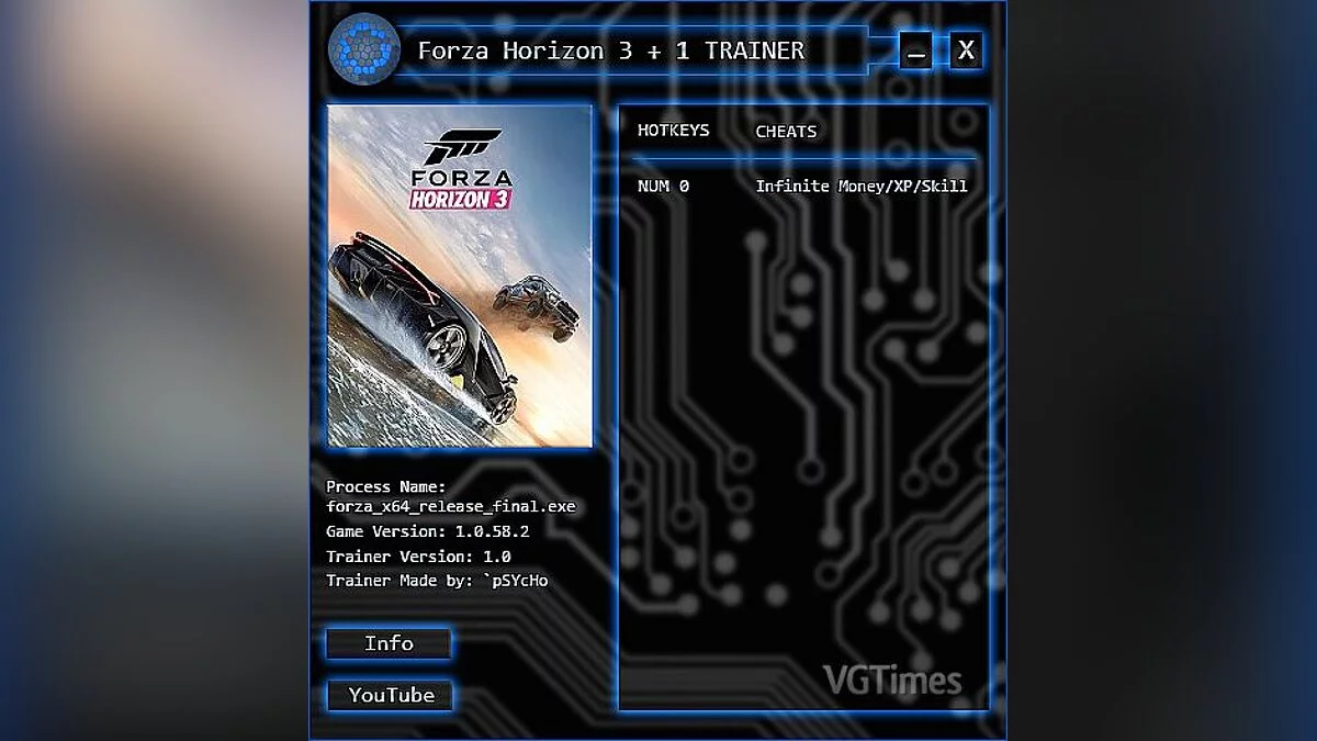 Forza Horizon 3 — Trainer (+3) [Money/XP/Skill Trainer] [1.0] [`pSYcHo]