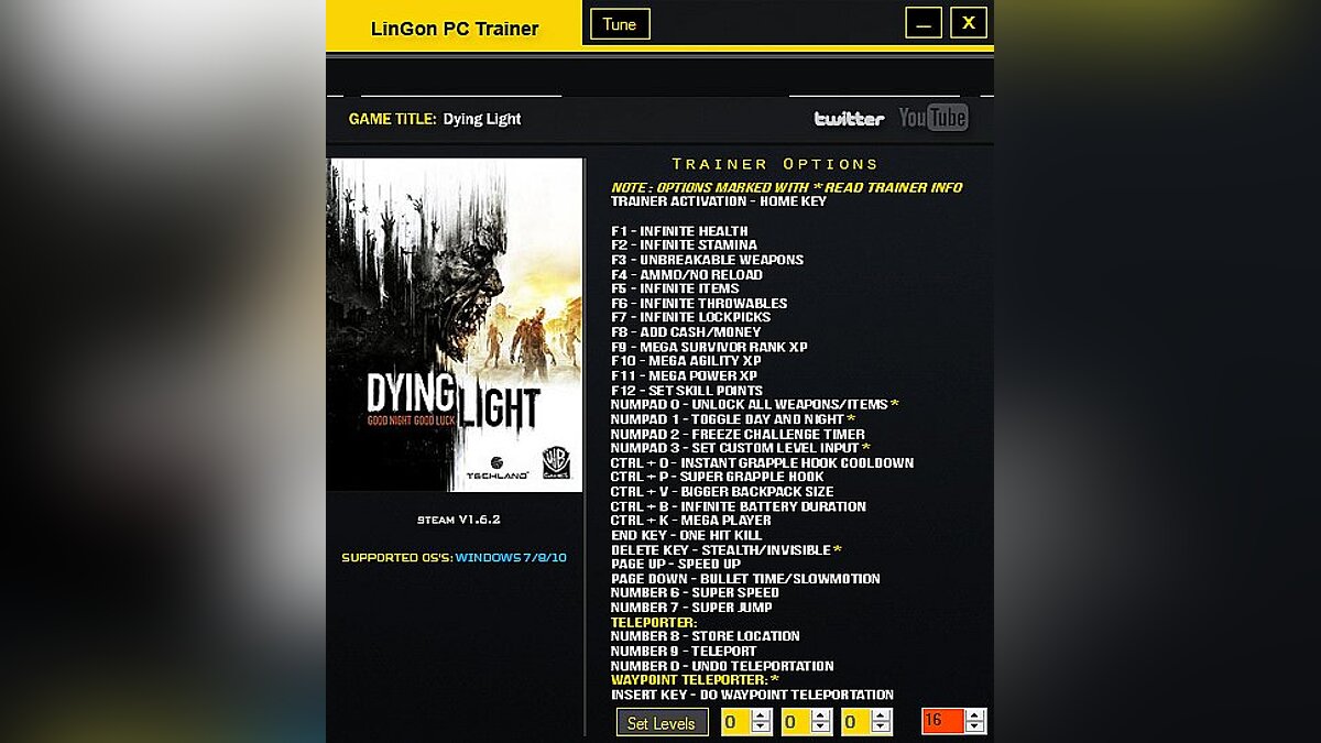 Dying Light — Trainer (+31) [1.6.2] [LinGon] - Fixed: 12/19/2015