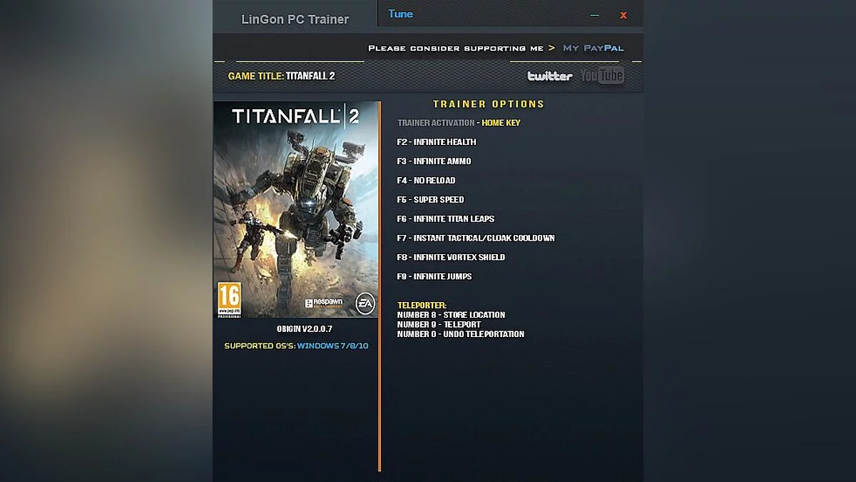 Titanfall 2 — Trener / trener (+10) [2.0.0.7: x64] [Lingon]