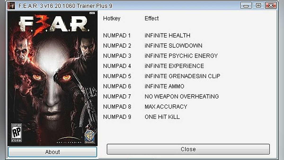 F.E.A.R. 3 — Trainer (+9) [16.20.1060] [GRIZZLY]