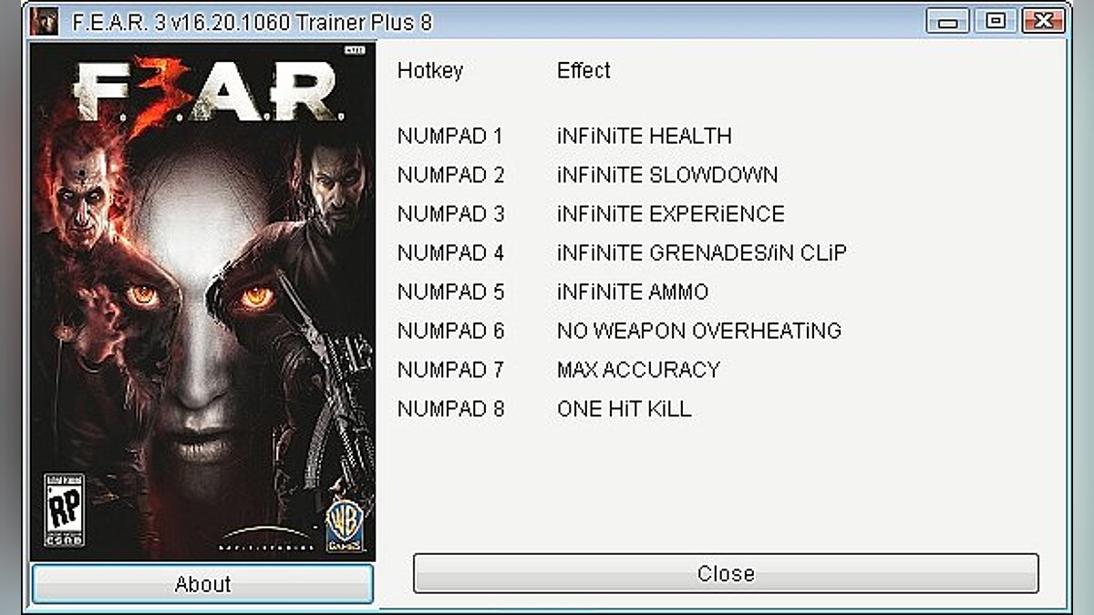 F.E.A.R. 3 — Trainer (+8) [16.20.1060] [GRIZZLY]