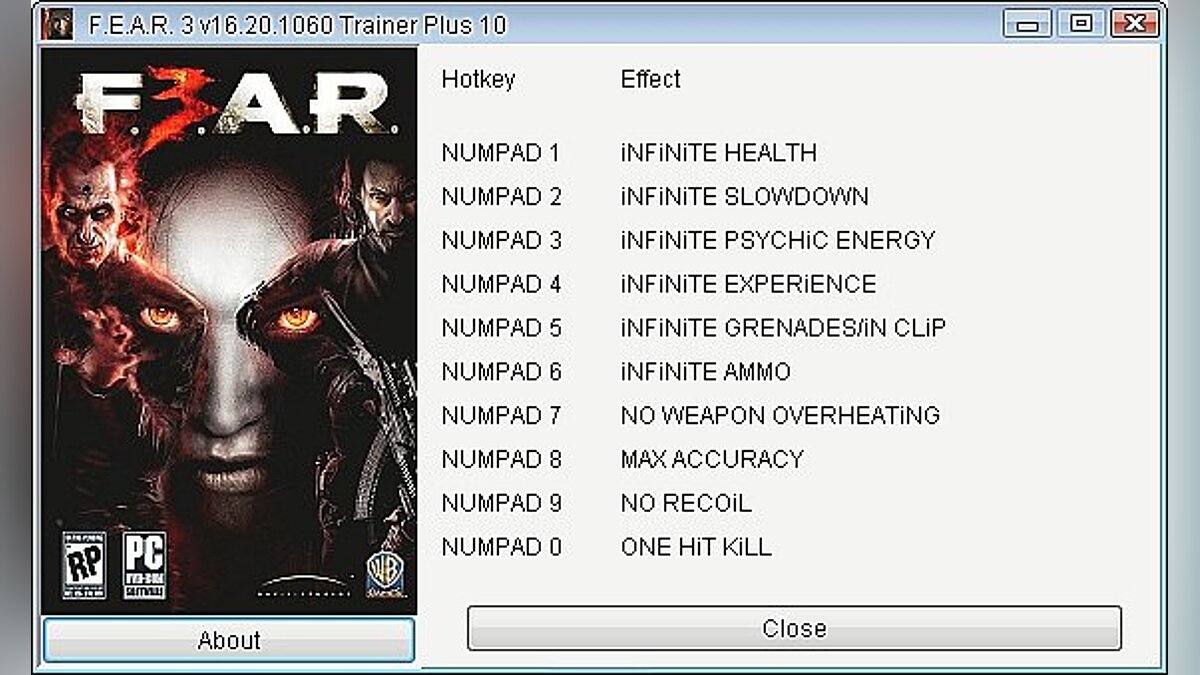 F.E.A.R. 3 — Trainer (+10) [16.20.1060] [GRIZZLY]