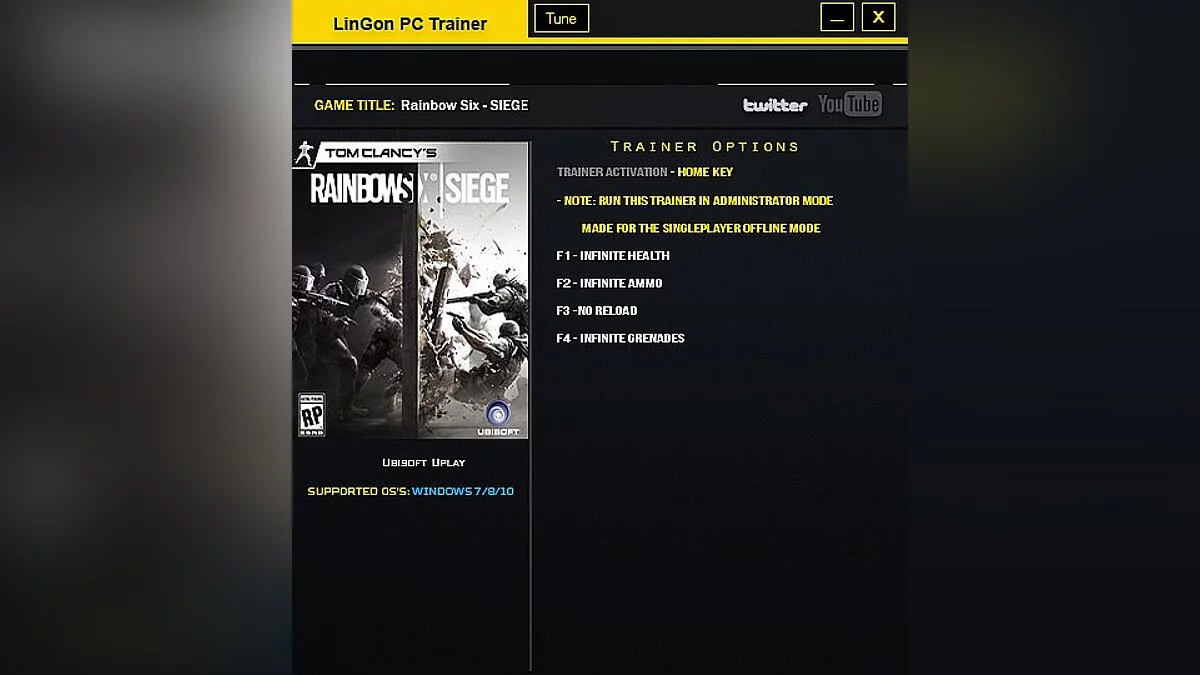 Tom Clancy&#039;s Rainbow Six Siege — Трейнер / Trainer (+4) [1.00] [LinGon]