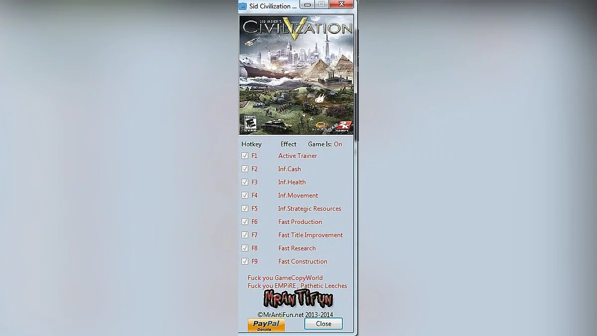 Sid Meier&#039;s Civilization 5 — Entrenador / entrenador (+8) [1.0.3.144: dx11] [Mrantifun]