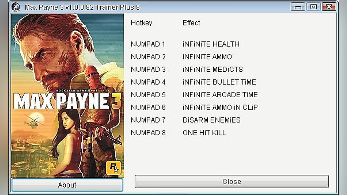 Max Payne 3 — Trainer (+8) [1.0.0.82] [Retro]