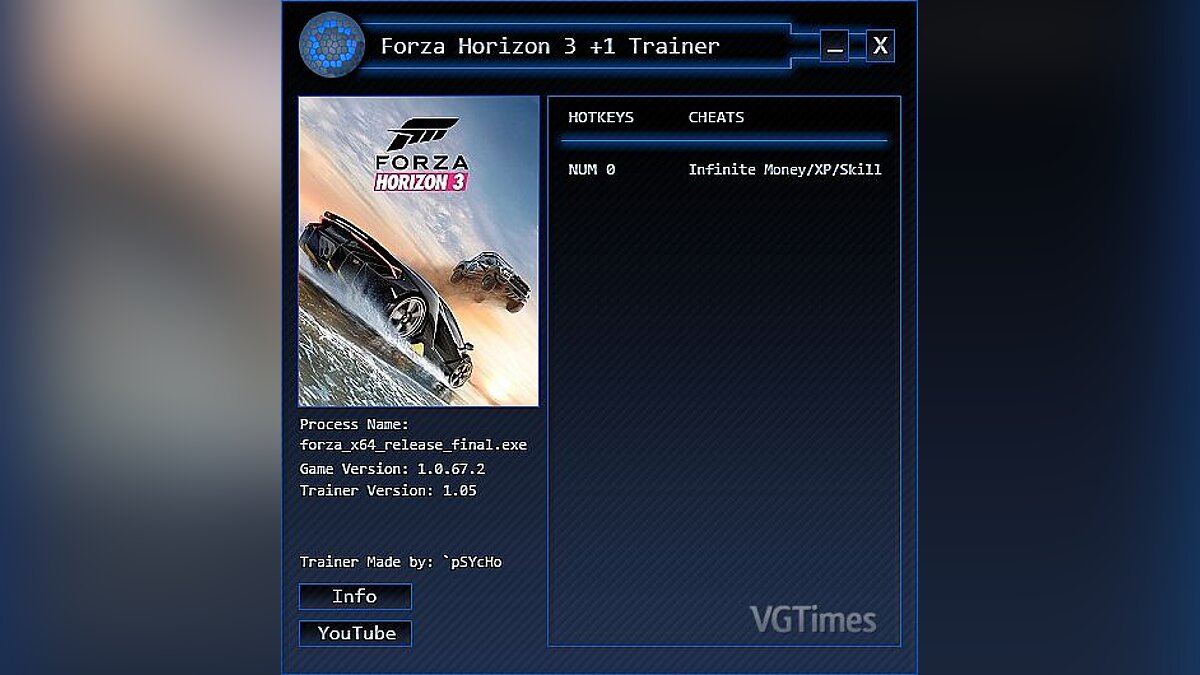 Forza Horizon 3 — Trainer (+3) [Money/XP/Skill Trainer] [1.05] [`pSYcHo]