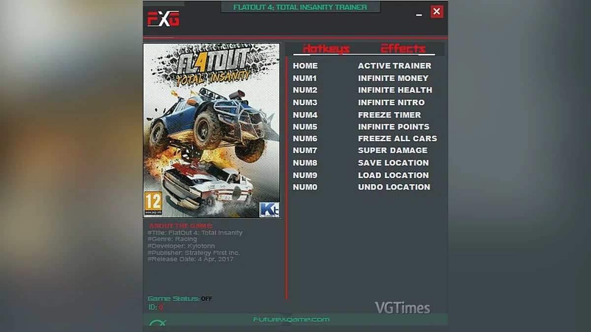 FlatOut 4: Total Insanity — Trainer (+8) [1.0] [FutureX]