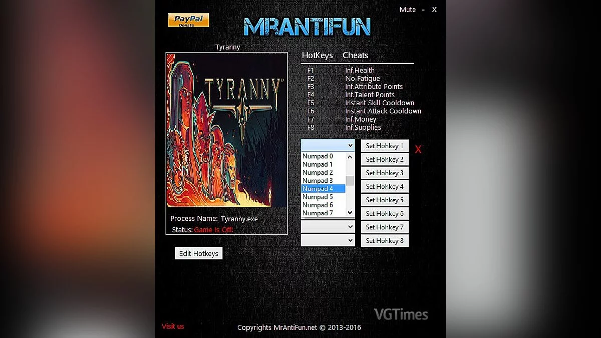 Tyranny — Trainer (+8) [1.0.4.0048] [MrAntiFun]