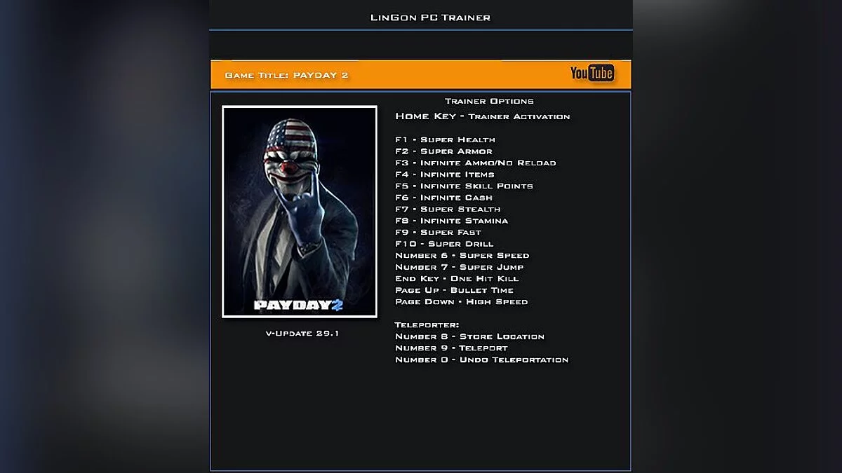 Payday 2 — Трейнер / Trainer (+17) [Update 29.1][LinGon]