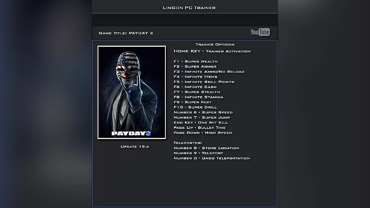 Payday 2 — Entrenador / entrenador (+17) [Actualización 19] [Lingon]