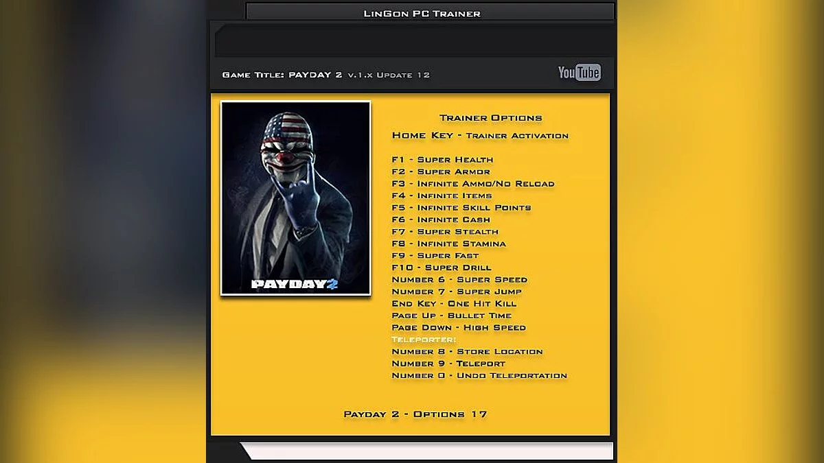 Payday 2 — Entrenador / entrenador (+17) [Actualización 12] [Lingon]