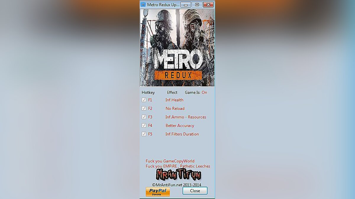 Metro: Last Light — Trainer (+5) [Update 1] [MrAntiFun]