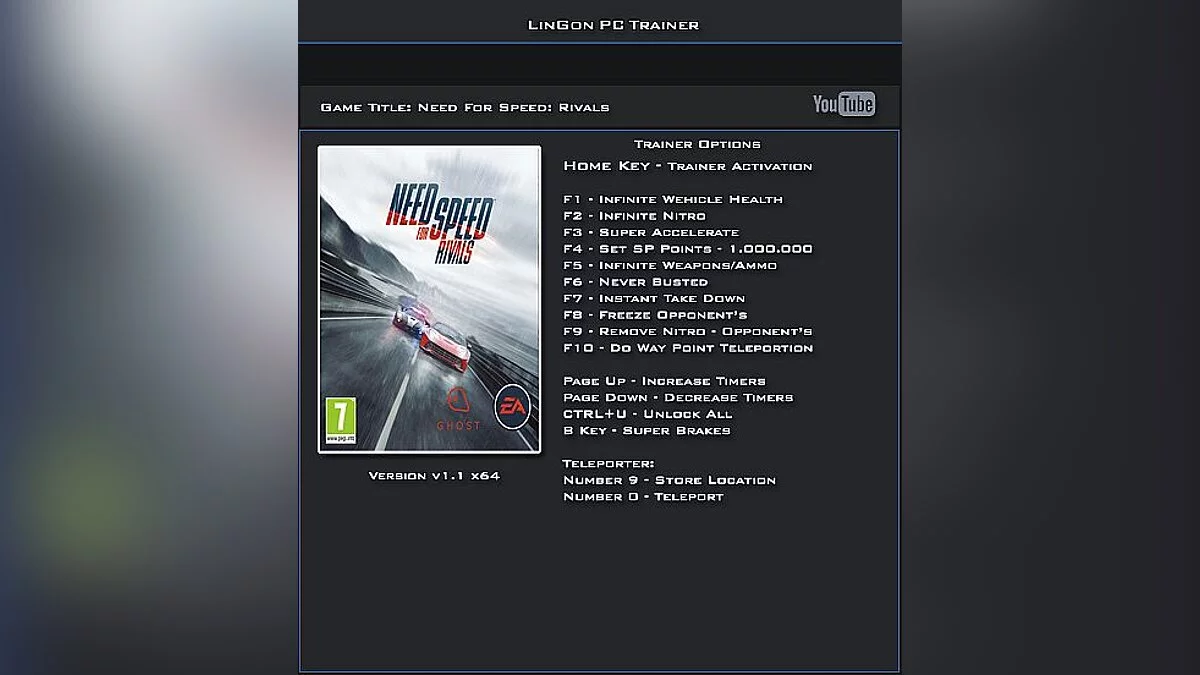 Need for Speed: Rivals — Trainer (+13) [1.1: 32 & 64 Bit] [LinGon]