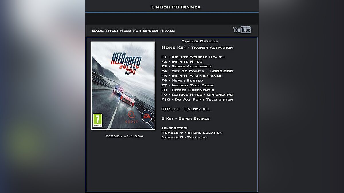 Need for Speed: Rivals — Trainer (+13) [1.1: 64 Bit] [LinGon]