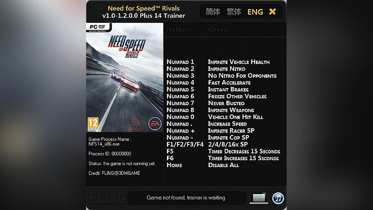 Need for Speed: Rivals — Trainer (+14) [1.0 ~ 1.2.0.0: 32 & 64 Bit] [FLiNG]