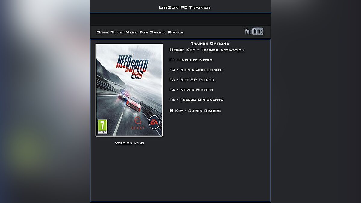 Need for Speed: Rivals — Trainer (+6) [1.0: 32 Bit] [LinGon]