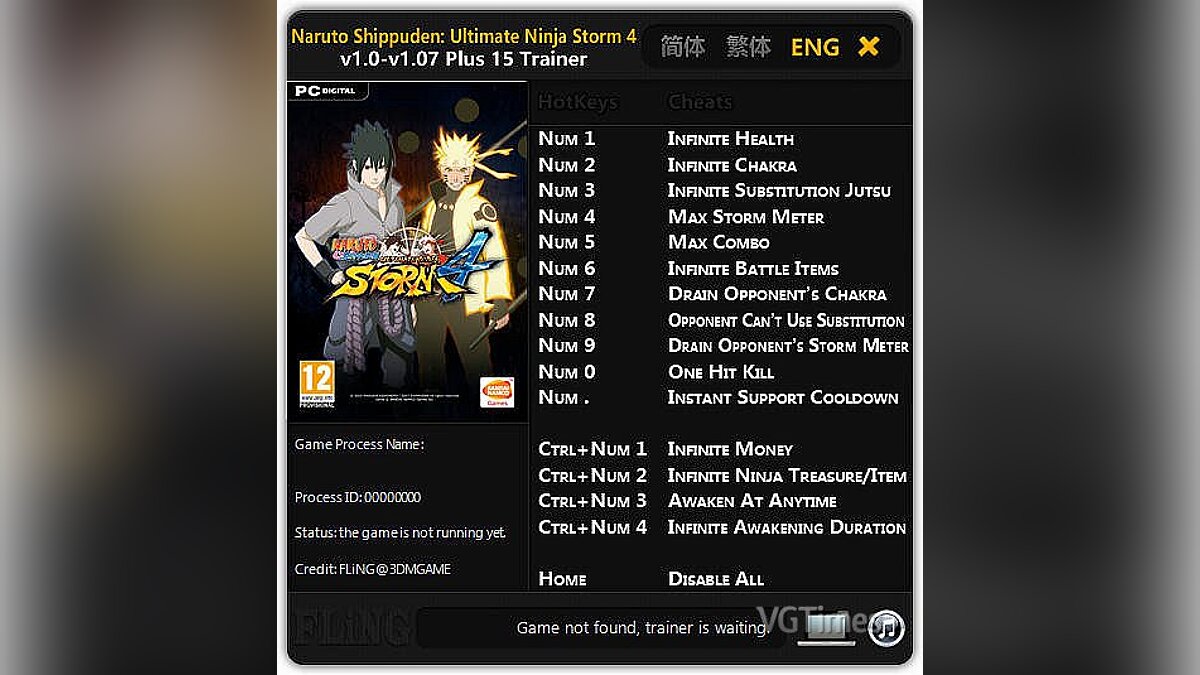 Naruto Shippuden: Ultimate Ninja Storm 4 — Trainer (+15) [1.0-1.07] [FLiNG]