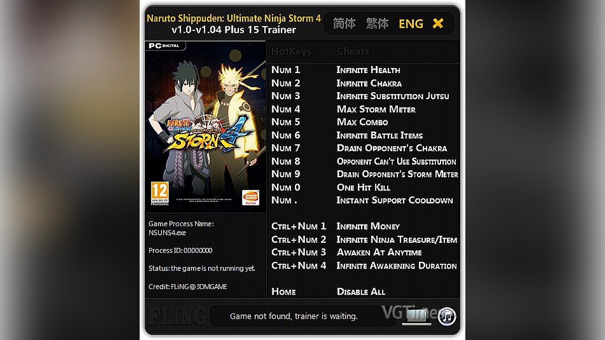 Naruto Shippuden: Ultimate Ninja Storm 4 — Trainer (+15) [1.0-1.04] [FLiNG]