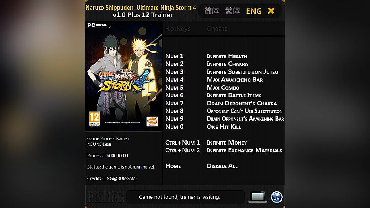 Naruto Shippuden: Ultimate Ninja Storm 4 — Trainer (+12) [1.0] [FLiNG]