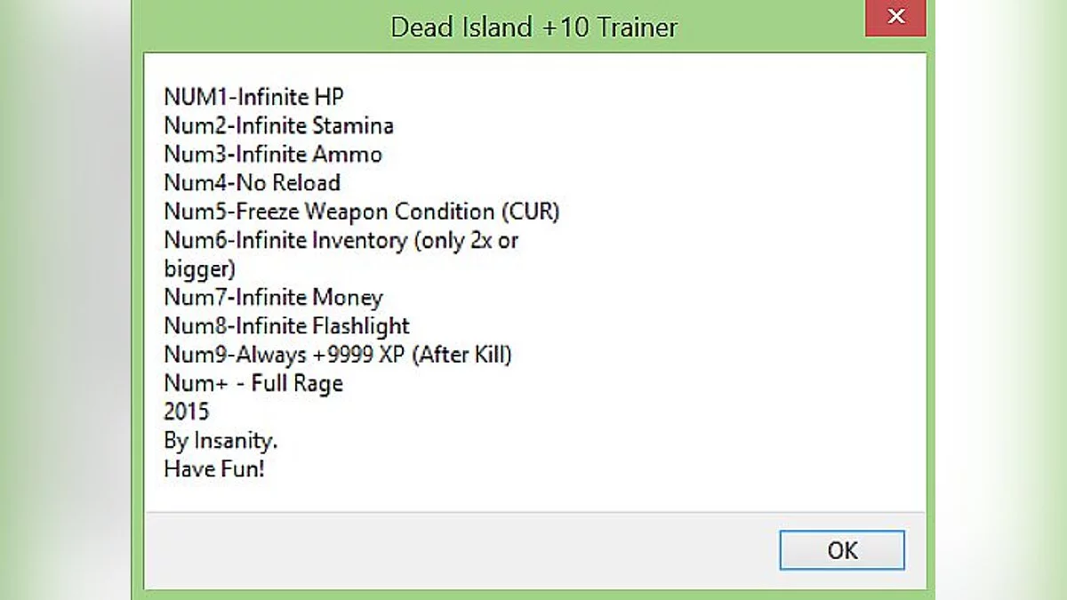 Dead Island — Трейнер / Trainer (+10) [Steam / 1.3.0] [Insanity]