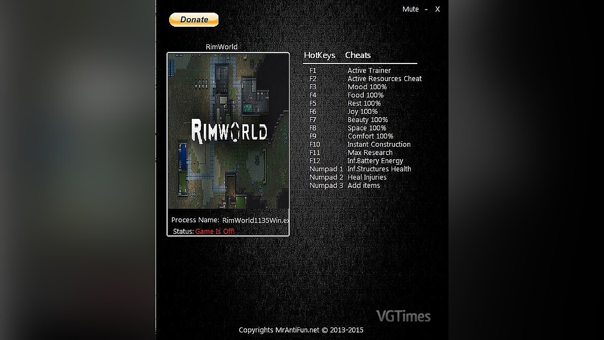 RimWorld — Trainer (+13) [0.13.1135] [MrAntiFun]