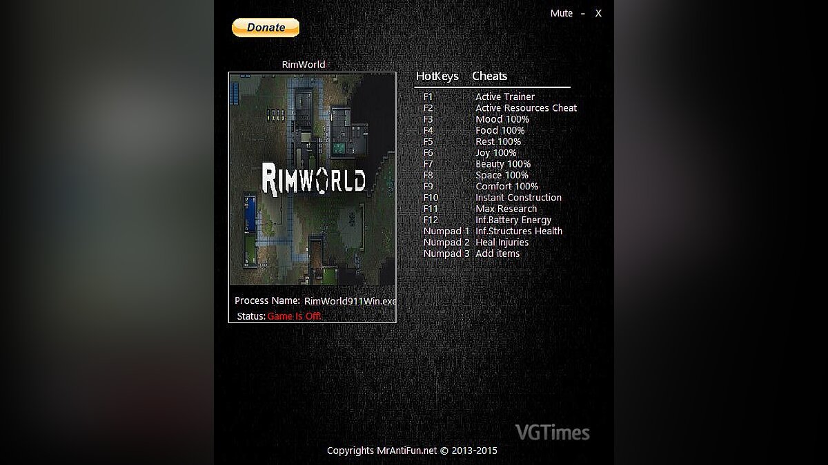 RimWorld — Trainer (+13) [0.12.911] [MrAntiFun]