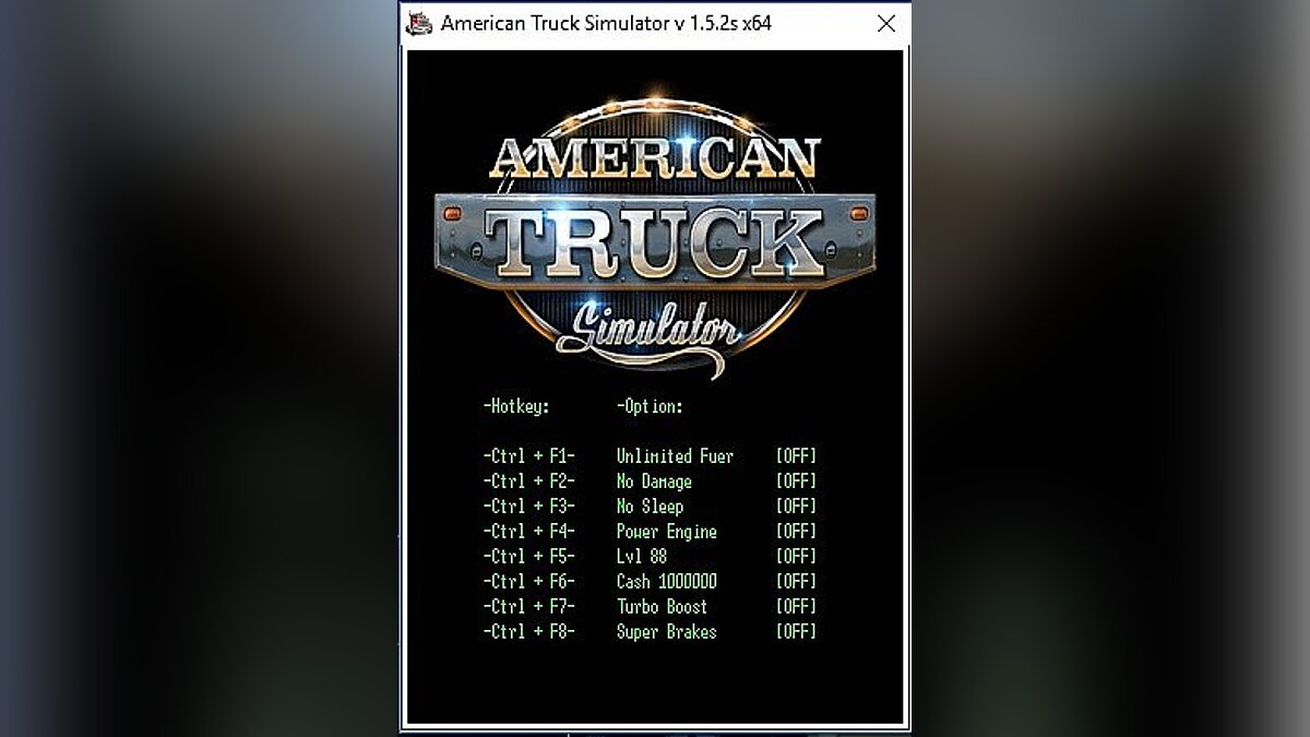 American Truck Simulator — Trainer (+8) [v1.5.2s x64] [LIRW / GHL]