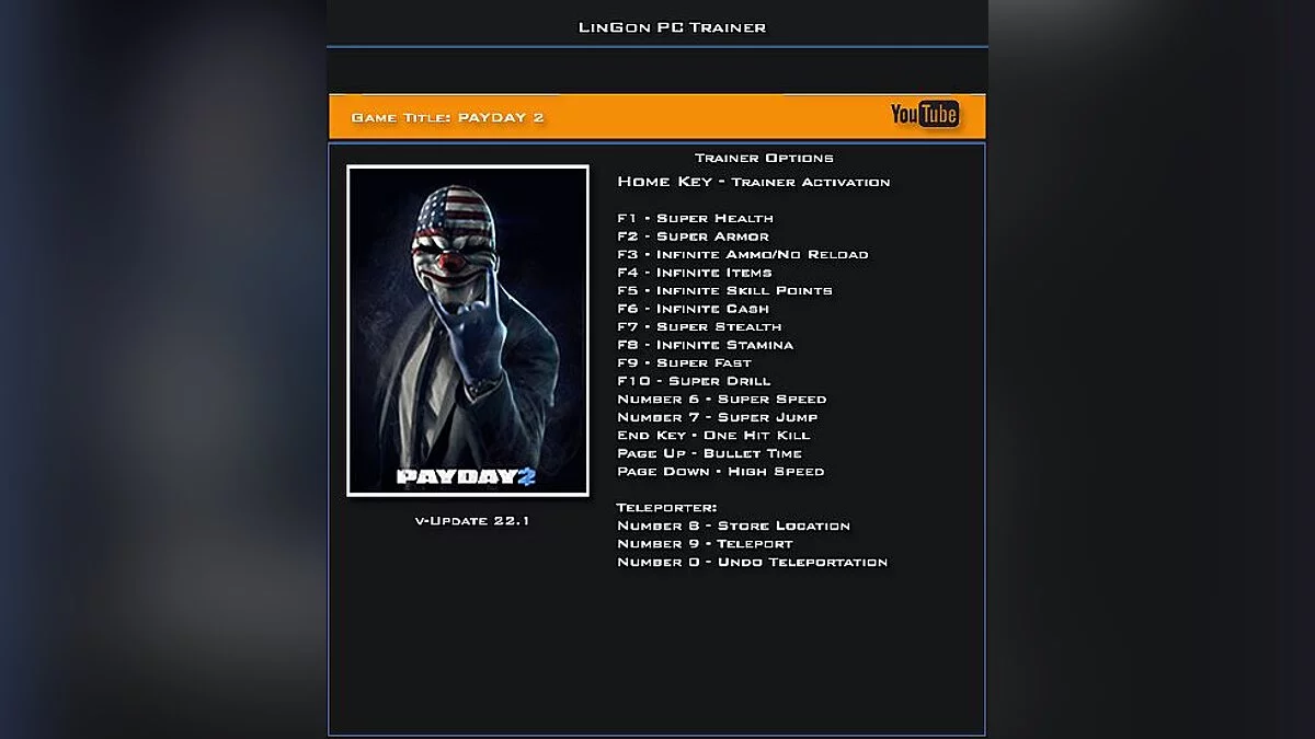 Payday 2 — Трейнер / Trainer (+17) [Update 22.1] [LinGon]