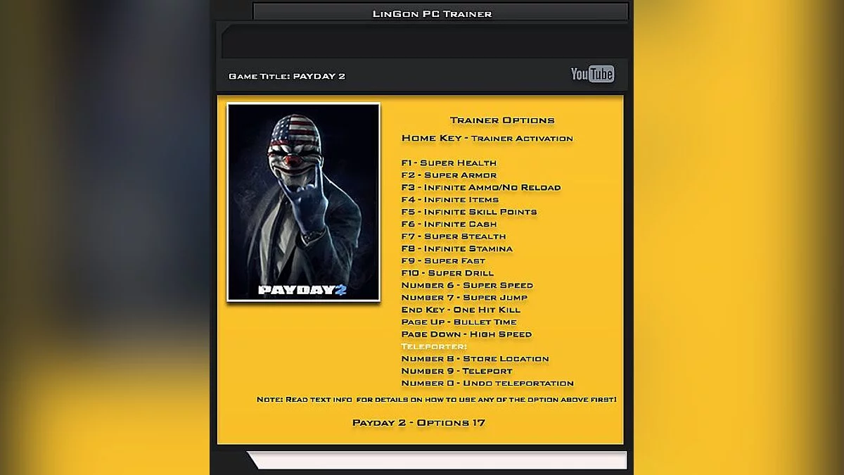 Payday 2 — Трейнер / Trainer (+17) [1.03: Update 3] [LinGon]