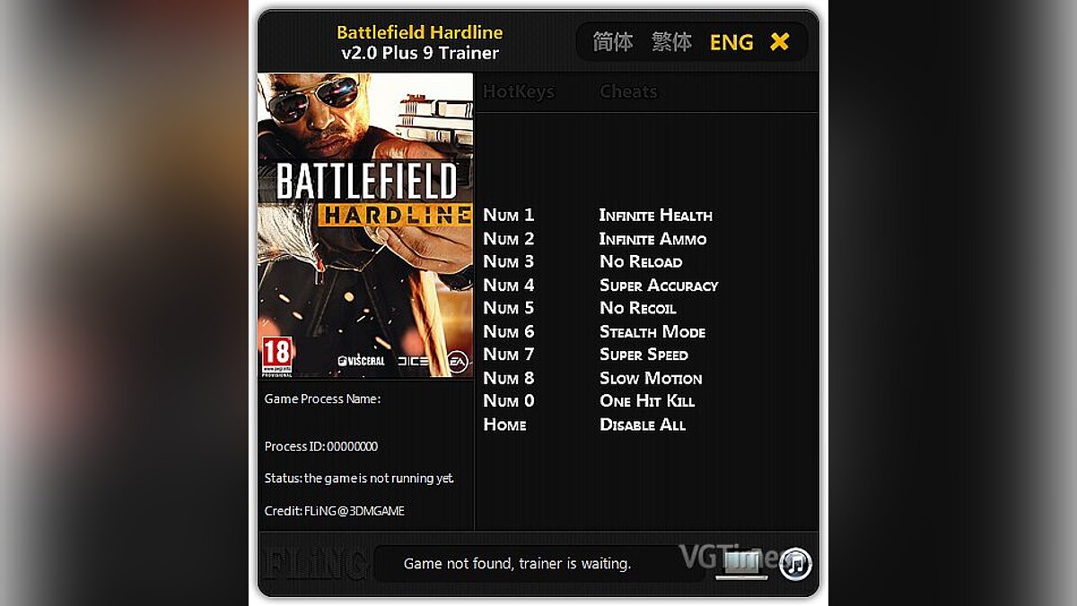 Battlefield: Hardline — Trainer (+9) [2.0] [FLiNG]