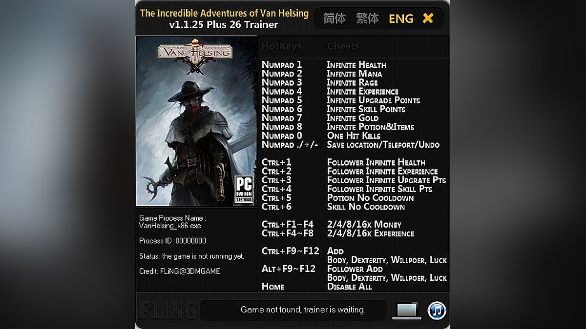 Incredible Adventures of Van Helsing — Trainer (+26) [1.1.25: 32 / 64 Bit] [FLiNG]