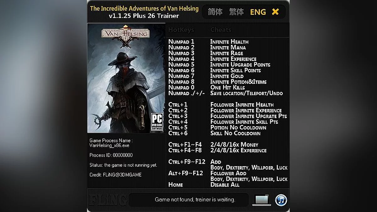 Incredible Adventures of Van Helsing — Trainer (+26) [1.1.25: 32 / 64 Bit] [FLiNG]