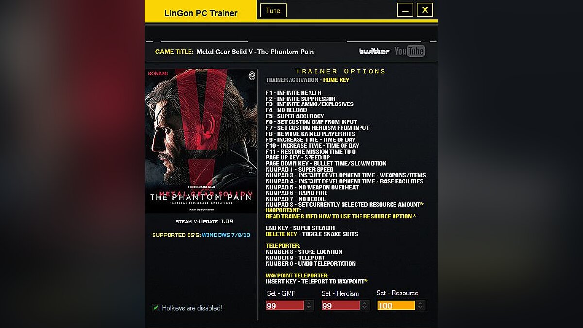 Metal Gear Solid 5: The Phantom Pain — Trainer (+26) [1.09: Updated Version] [LinGon]