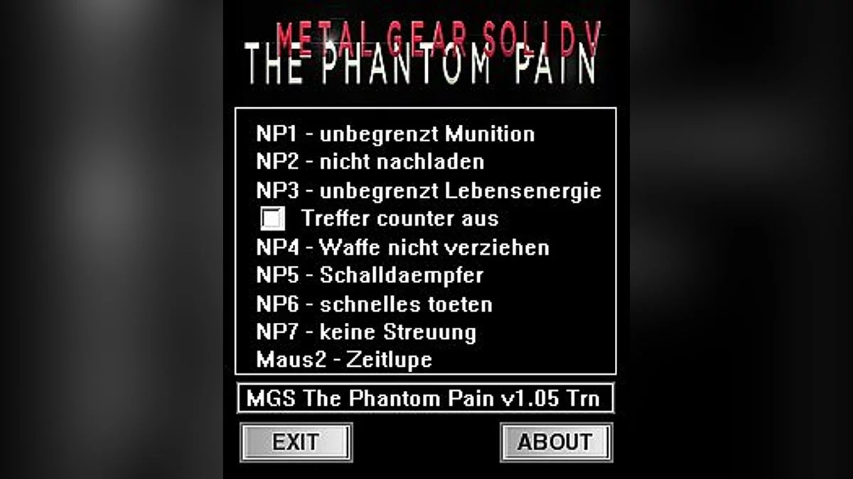 Metal Gear Solid 5: The Phantom Pain — Trainer (+7) [1.05] [dR.oLLe]