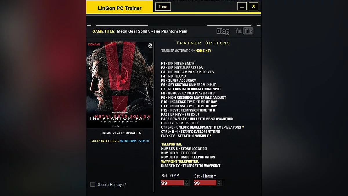 Metal Gear Solid 5: The Phantom Pain — Trener / trener (+21) [1.05] [Lingon]